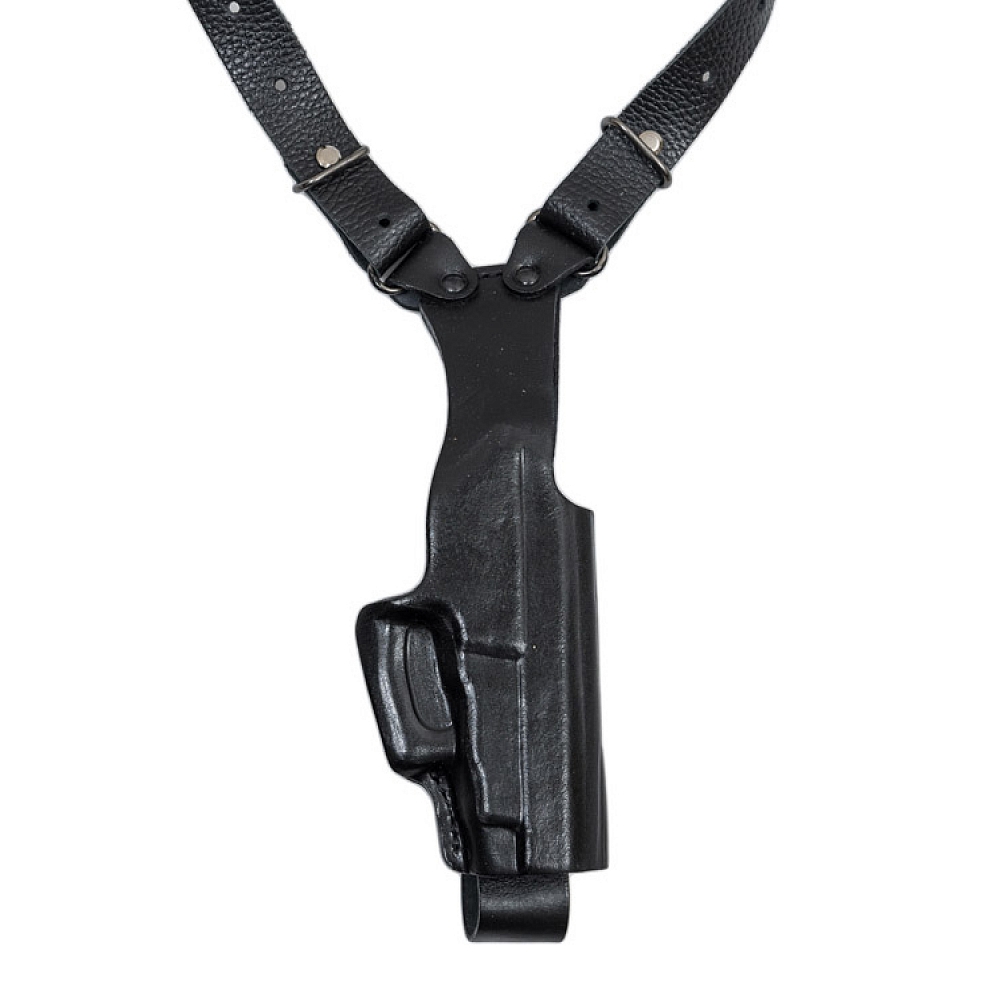 Кобура наплечная вертикального ношения "V Наган" (кожа, черный) (Хольстер). Фото №1