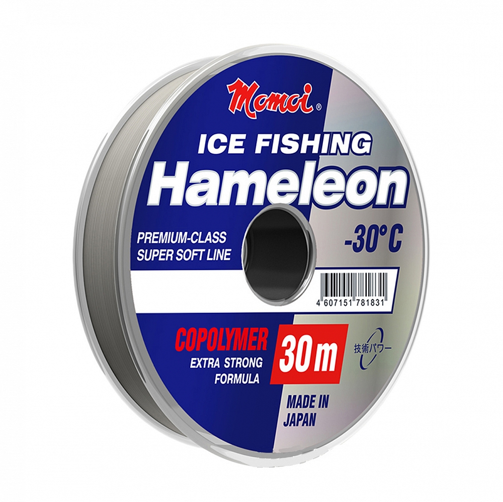 Леска монофиламентная Momoi Hameleon ICE Fishing 0,10мм/30м, 1,3кг, серебрянная. Фото №1
