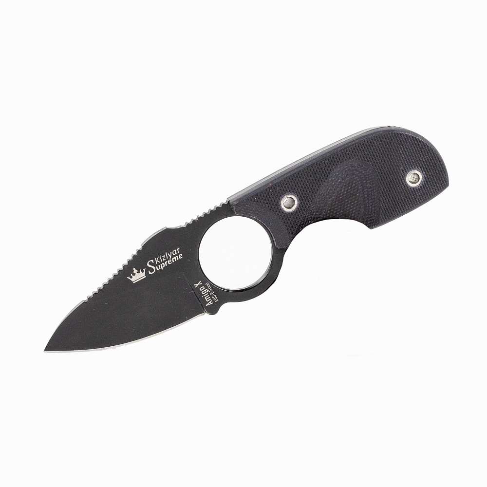 Нож Amigo-X AUS-8 BT (черный, черная рукоять G10). Фото №2