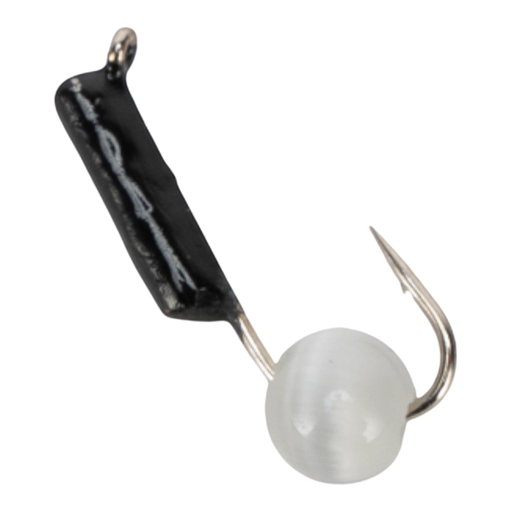 Мормышка вольфрамовая Trye Weight черная "Кошачий глаз" d1,5 подвес, белый (10шт). Фото №2