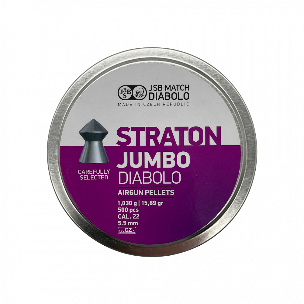 Пуля пневматическая "JSB Diabolo Jumbo Straton", калибр 5,5мм, 1,03гр., 15,89gr (500 шт) ( в кор 30 шт). Фото №1 Пуля пневматическая "JSB Diabolo Jumbo Straton", калибр 5,5мм, 1,03гр., 15,89gr (500 шт) ( в кор 30 шт). Фото №1