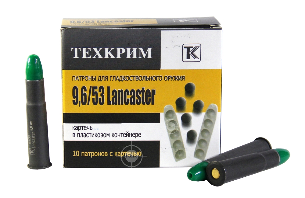 Патрон Техкрим 9,6/53 Lancaster картечь 8,0 (в пачке 10 шт.) (коробка 320 шт). Фото №1 Патрон Техкрим 9,6/53 Lancaster картечь 8,0 (в пачке 10 шт.) (коробка 320 шт). Фото №1