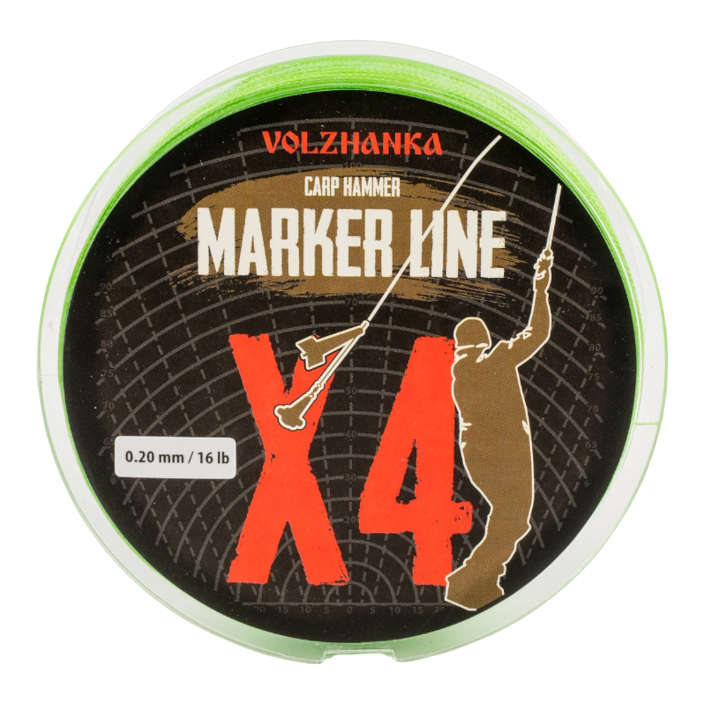 Шнур плетеный Волжанка Carp Hammer "Marker Line X4" 300м/0.20мм 16LB цв. зеленый. Фото №3