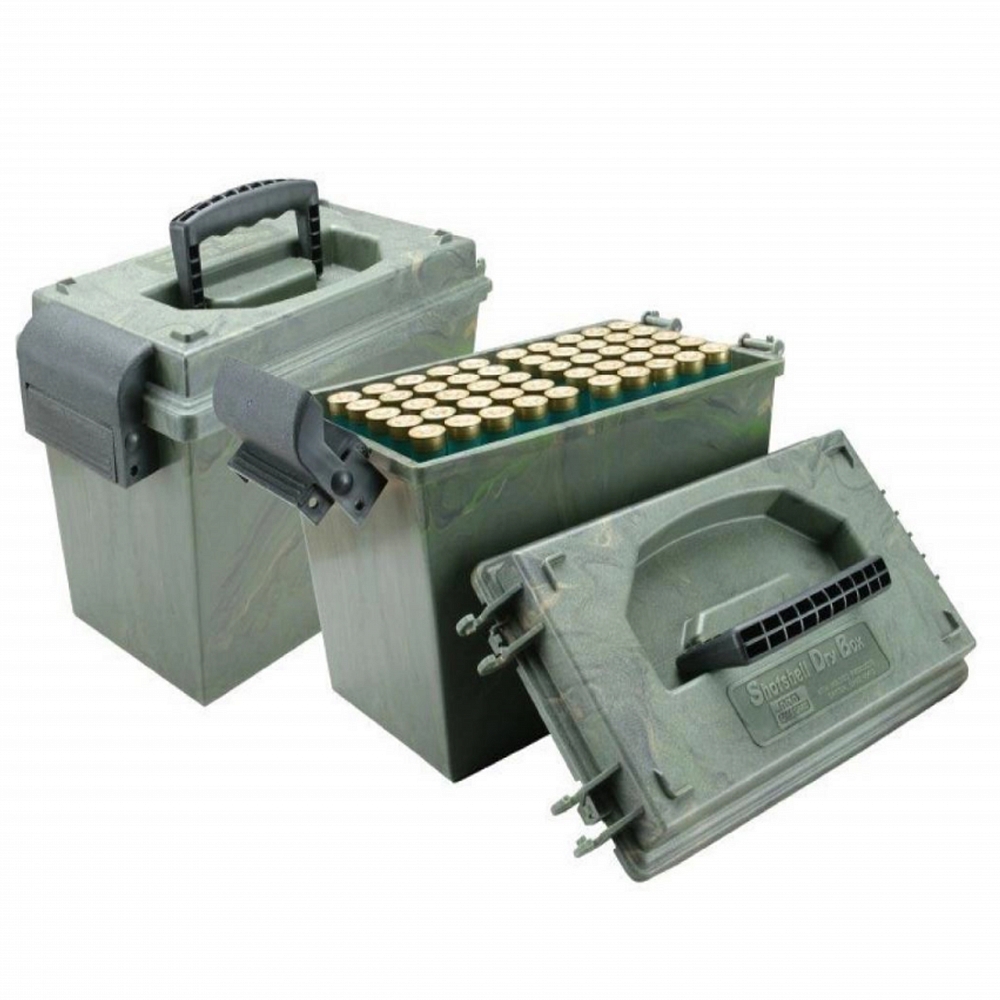 Футляр MTM для переноски патронов 100шт. калибр 12/20 (2 подставки по 50шт.,водонепрон., камуфляж). Фото №1