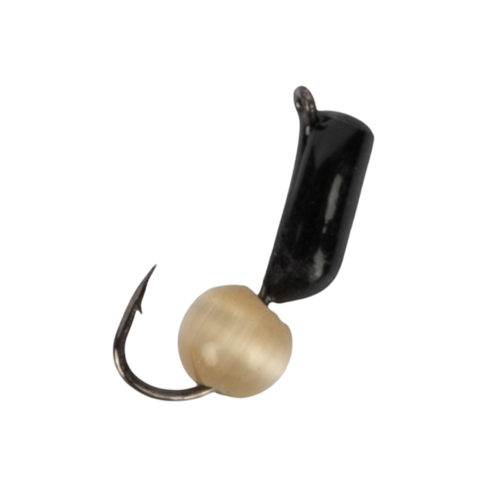 Мормышка вольфрамовая Trye Weight черная "Гвоздешарик" d1,5мм кошачий глаз, серый (10шт). Фото №2